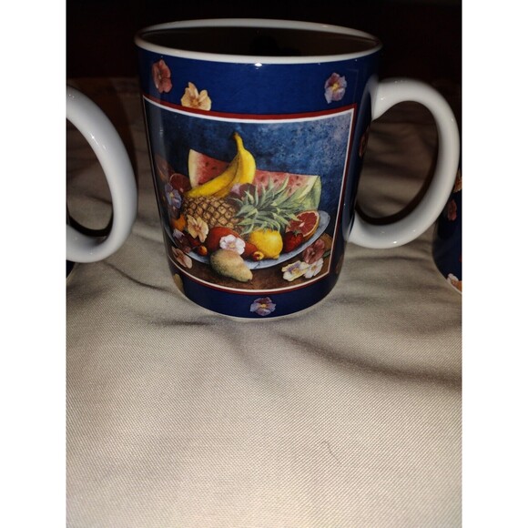 Set Of 4 "Tropical  Fruit" Lang and Wise Collector Mugs  Coffee Cup 1997 - Picture 4 of 12